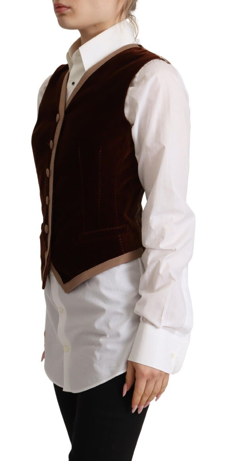 Bordeaux Samt-Baumwoll-V-Ausschnitt-Tanktop