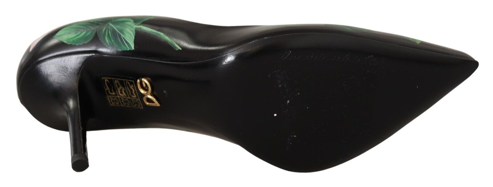 Schwarze Leder-Rosen Pumps Schuhe