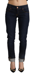 Women's Blue Cotton Low-Rise Slim Fit Denim Jeans