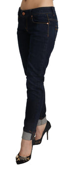Women's Blue Cotton Low-Rise Slim Fit Denim Jeans