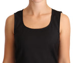 Black Cotton Blend Sleeveless Knee Length Sheath Dress
