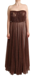 Maxikleid aus Metallic-Bronze-Polyester