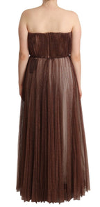 Maxikleid aus Metallic-Bronze-Polyester