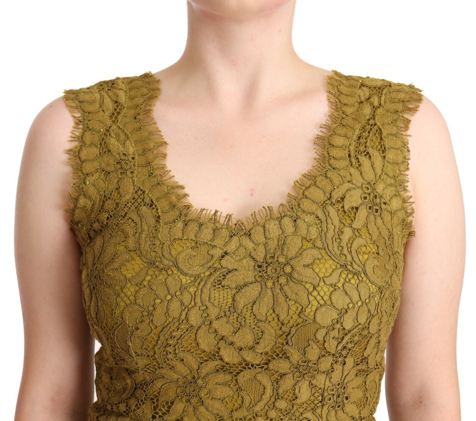 Braunes geblümtes Maxikleid aus Spitze, bodenlang