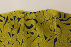 Blau-gelbes trägerloses Mini-Shiftkleid mit Bubblesaum