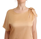 Beiges One-Shoulder-Shiftkleid in Knielänge