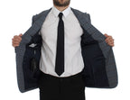 Blauer karierter, schmal geschnittener Blazer