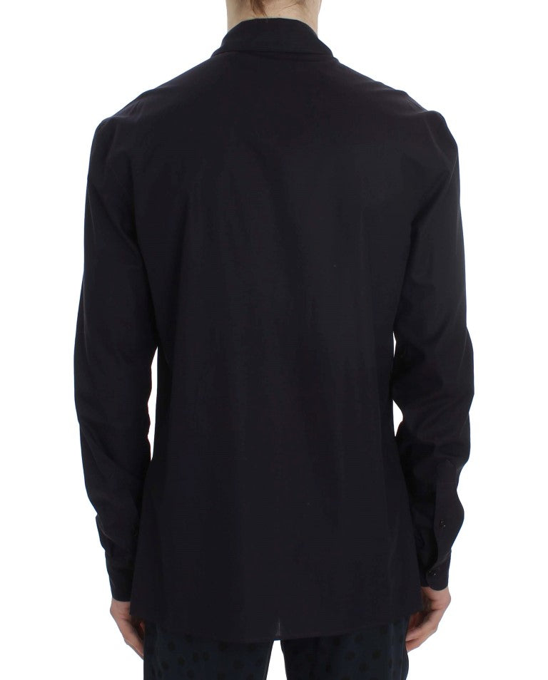 Lila gestreiftes Baumwoll Pyjama Lounge Shirt