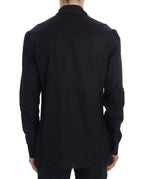 Lila gestreiftes Baumwoll Pyjama Lounge Shirt
