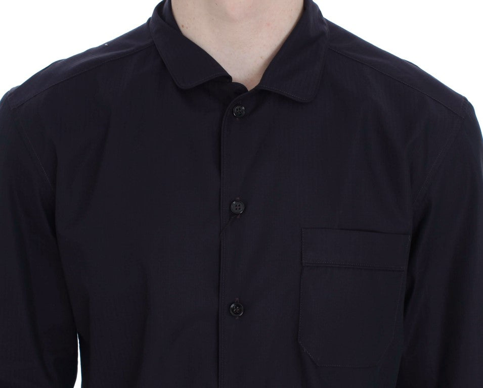 Lila gestreiftes Baumwoll Pyjama Lounge Shirt