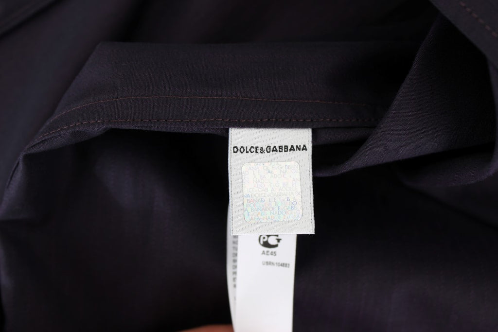 Lila gestreiftes Baumwoll Pyjama Lounge Shirt