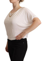 White Short Sleeves Gold Chain T-shirt Top