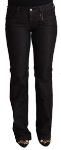 Schwarze Low-Waist-Skinny-Jeans aus Baumwolle