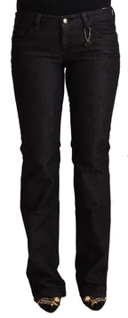 Schwarze Low-Waist-Skinny-Jeans aus Baumwolle