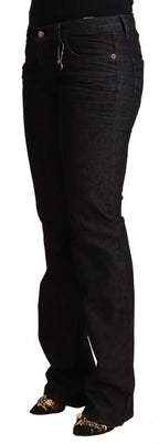 Schwarze Low-Waist-Skinny-Jeans aus Baumwolle
