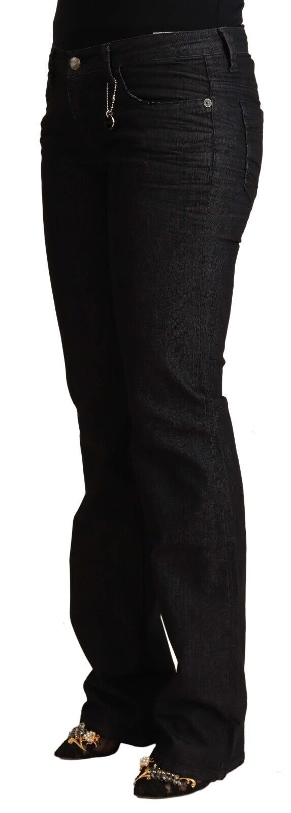 Schwarze Low-Waist-Skinny-Jeans aus Baumwolle