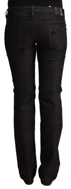 Schwarze Low-Waist-Skinny-Jeans aus Baumwolle