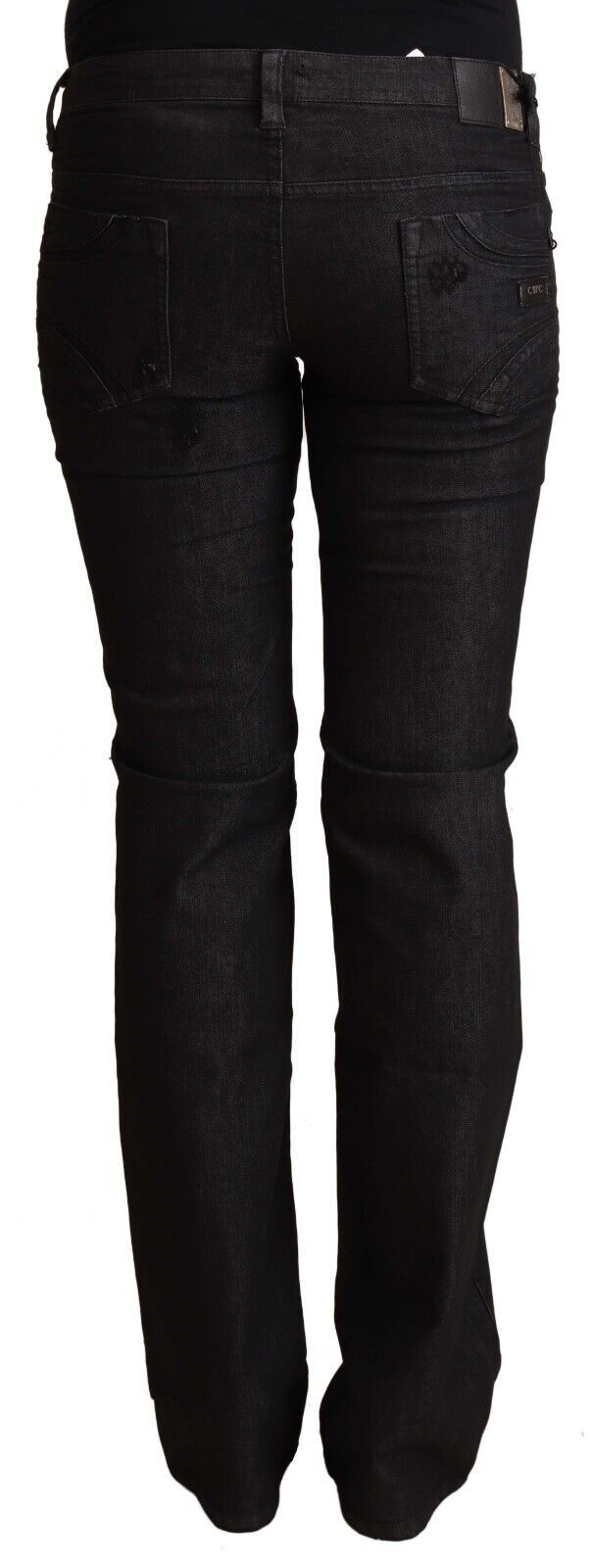 Schwarze Low-Waist-Skinny-Jeans aus Baumwolle