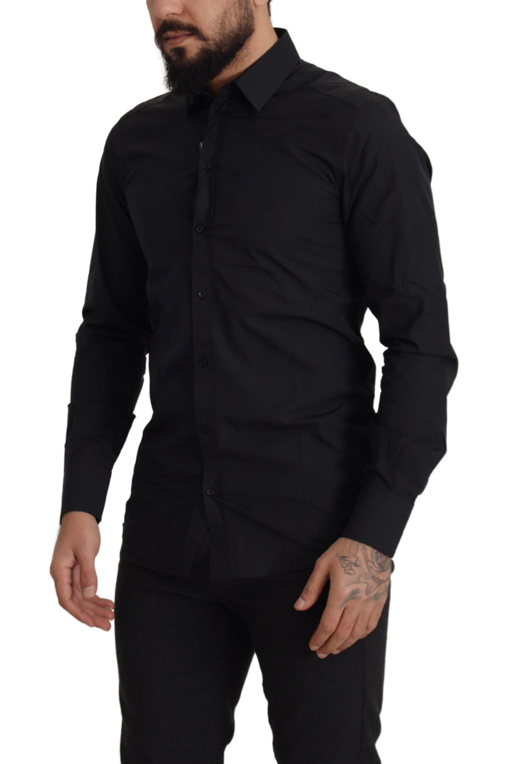 Schwarzes Hemd aus Baumwolle GOLD Slim Fit