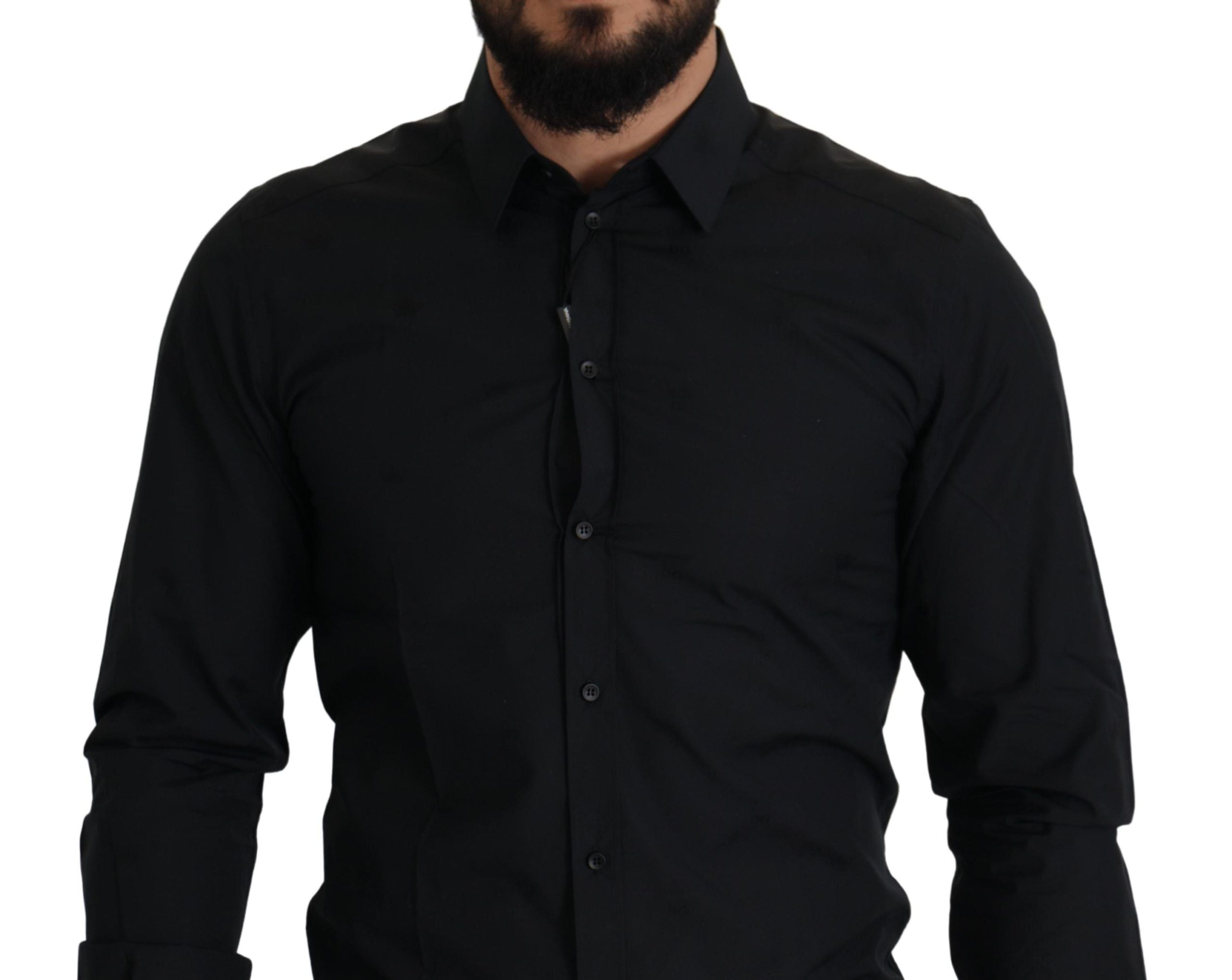 Schwarzes Hemd aus Baumwolle GOLD Slim Fit