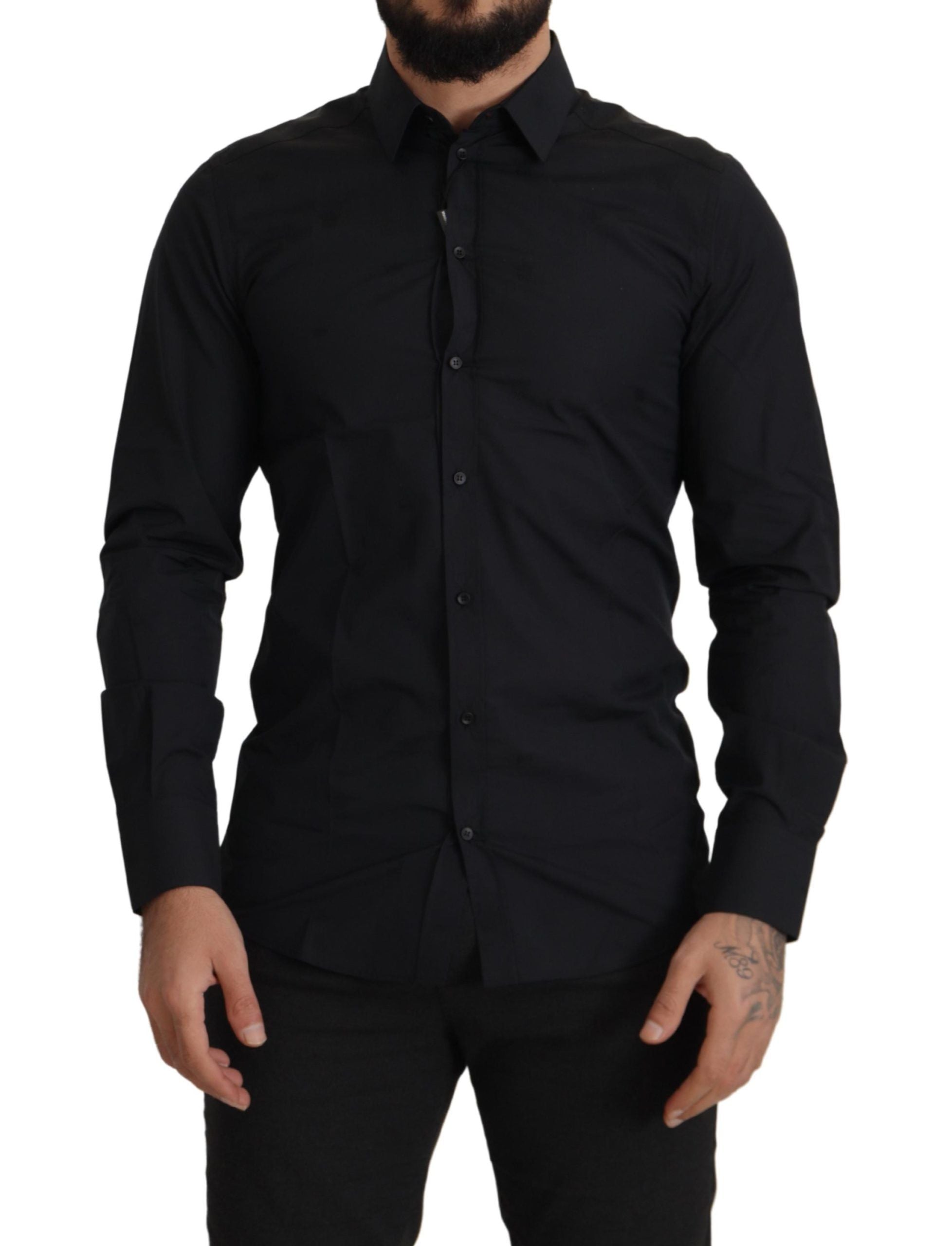 Schwarzes Hemd aus Baumwolle GOLD Slim Fit