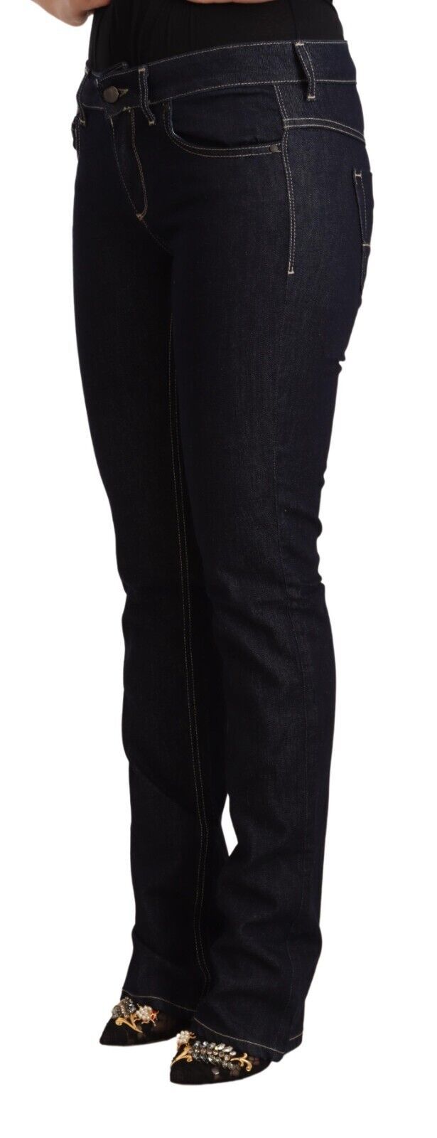 Schwarze Stretch-Jeans aus Baumwolle mit niedriger Taille und Skinny Fit