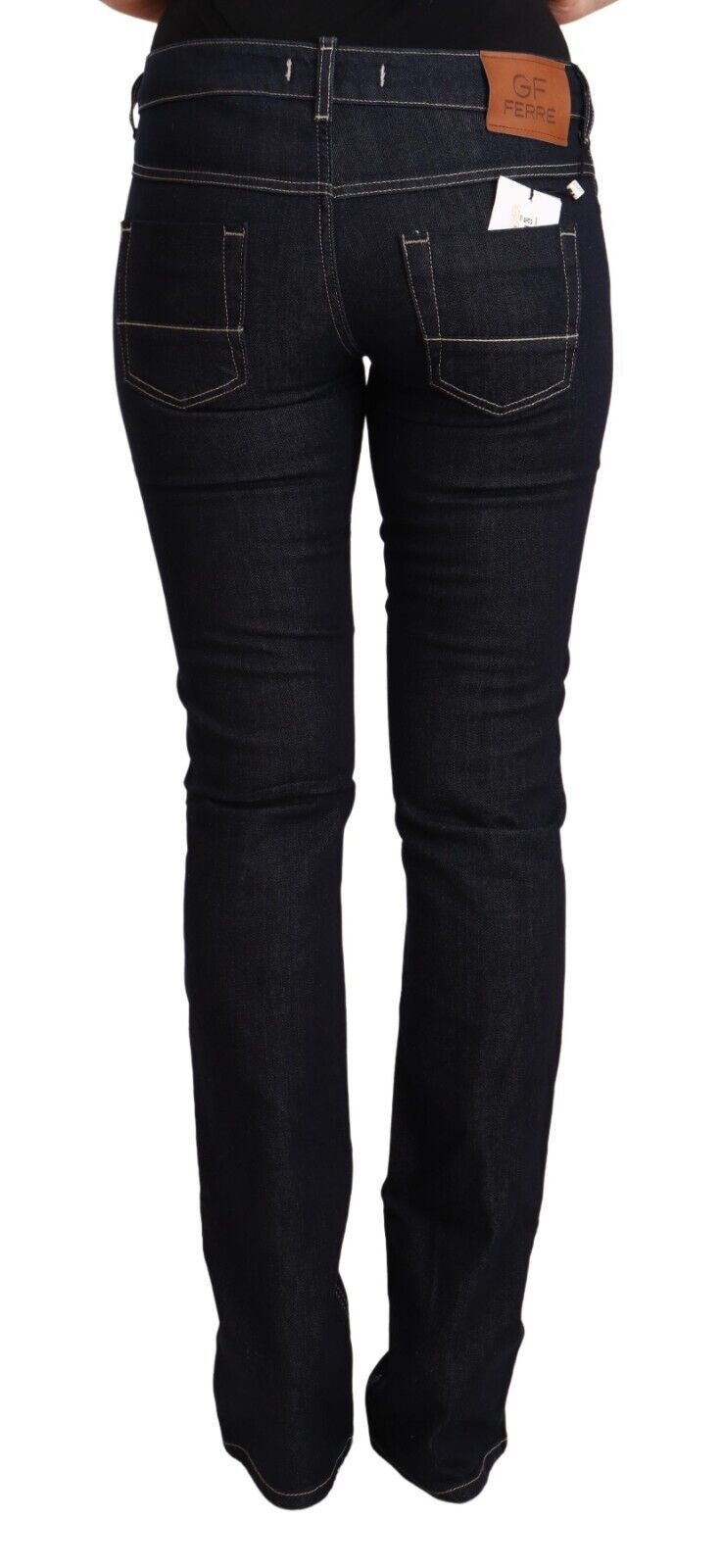 Schwarze Stretch-Jeans aus Baumwolle mit niedriger Taille und Skinny Fit