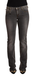 Gray Washed Low Waist Straight Denim Jeans