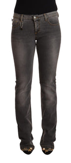 Gray Washed Low Waist Straight Denim Jeans