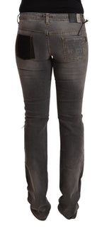 Gray Washed Low Waist Straight Denim Jeans