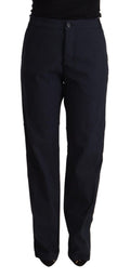 Pantaloni affusolati di cotone neri a vita alta