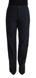 Pantaloni affusolati di cotone neri a vita alta