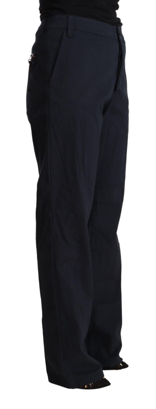 Pantaloni affusolati di cotone neri a vita alta