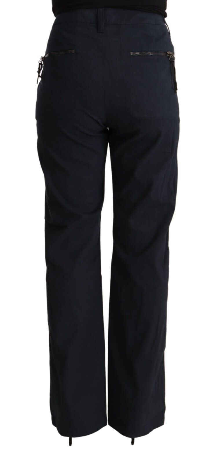 Pantaloni affusolati di cotone neri a vita alta