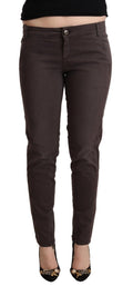 Braune Low-Waist-Slim-Fit-Hose aus Baumwolle