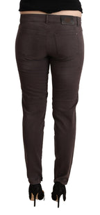 Braune Low-Waist-Slim-Fit-Hose aus Baumwolle