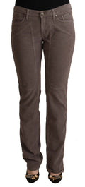 Braune Low-Waist Denim Jeans aus Baumwolle mit ikonischen Patches