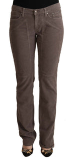 Braune Low-Waist Denim Jeans aus Baumwolle mit ikonischen Patches