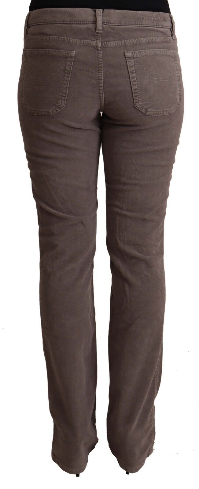 Braune Low-Waist Denim Jeans aus Baumwolle mit ikonischen Patches