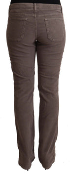 Braune Low-Waist Denim Jeans aus Baumwolle mit ikonischen Patches