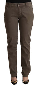 Braune Baumwoll-Low-Waist-Skinny-Jeans für die Freizeit