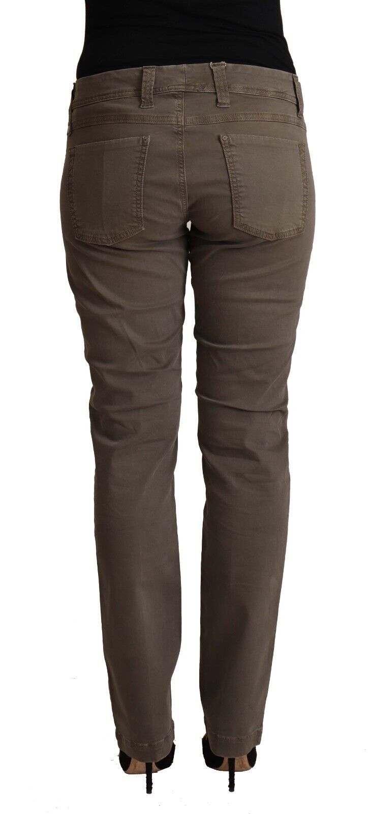 Braune Baumwoll-Low-Waist-Skinny-Jeans für die Freizeit