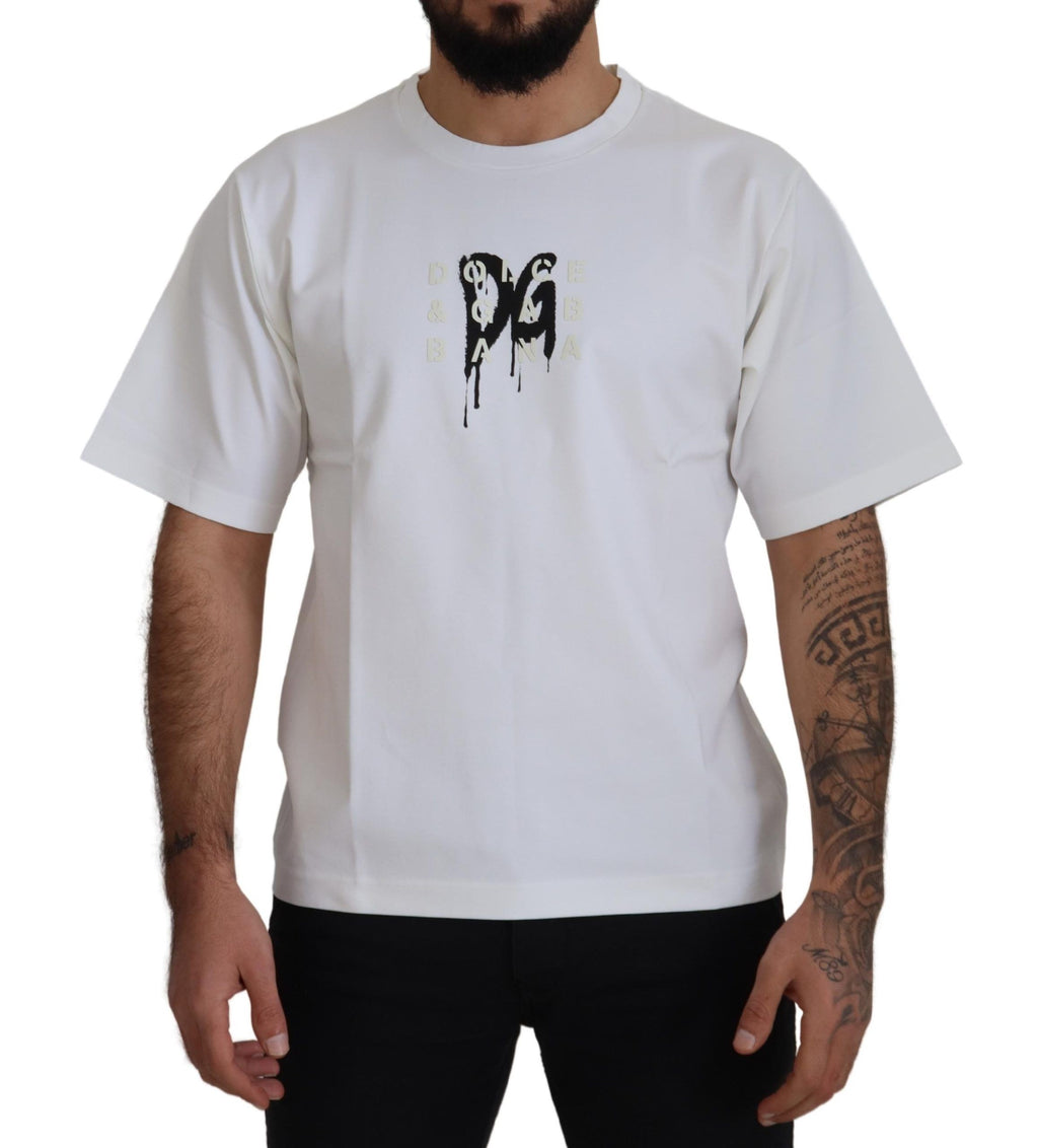 Weißes T-Shirt mit Rundhalsausschnitt und Logo-Print aus Baumwolle