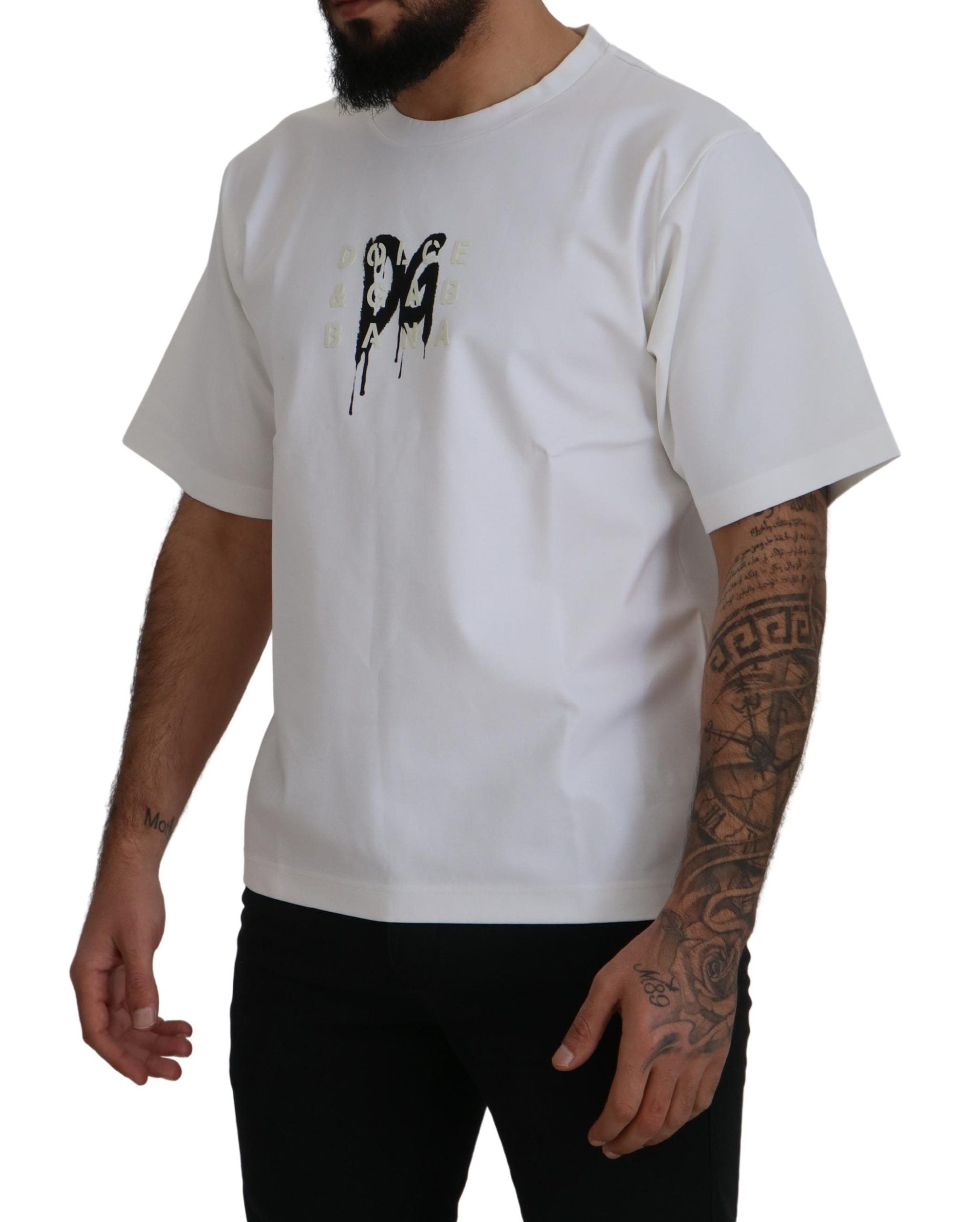 Weißes T-Shirt mit Rundhalsausschnitt und Logo-Print aus Baumwolle