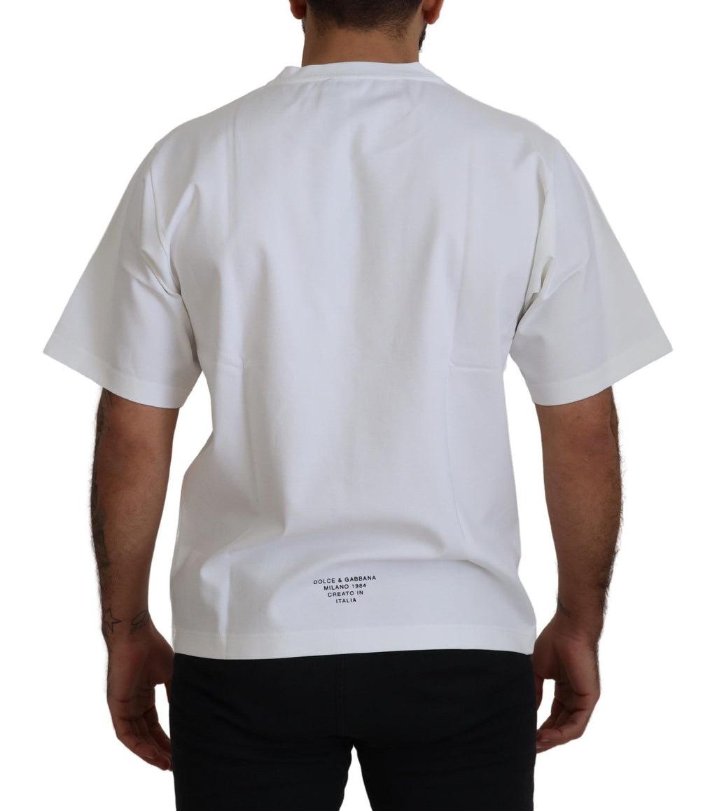 Weißes T-Shirt mit Rundhalsausschnitt und Logo-Print aus Baumwolle