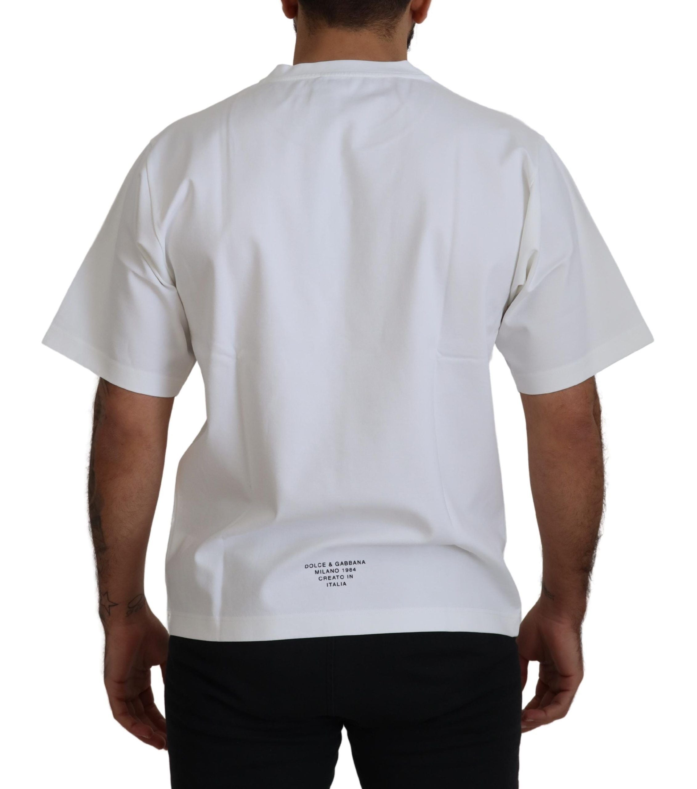 Weißes T-Shirt mit Rundhalsausschnitt und Logo-Print aus Baumwolle