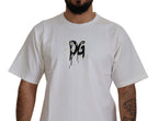 Weißes T-Shirt mit Rundhalsausschnitt und Logo-Print aus Baumwolle