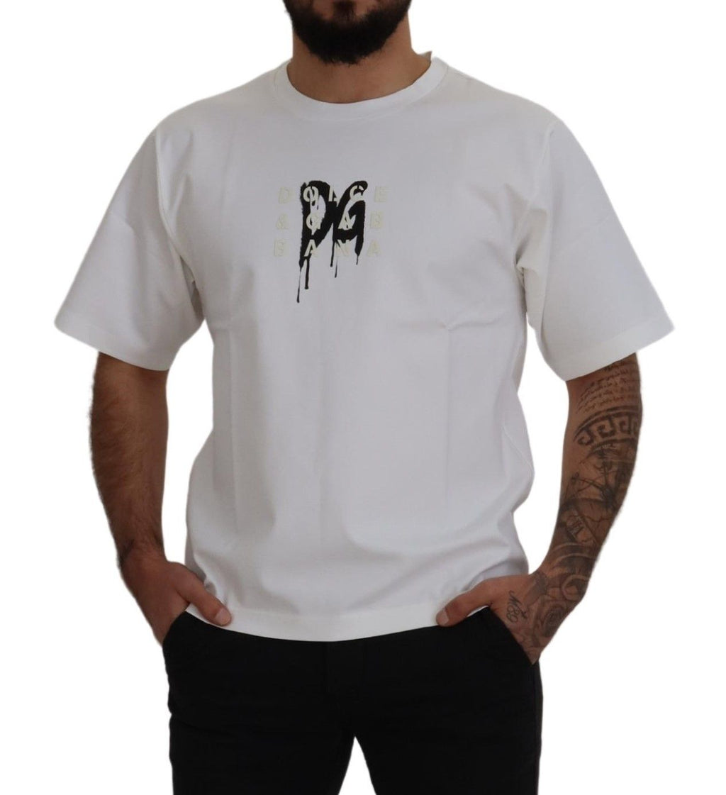 Weißes T-Shirt mit Rundhalsausschnitt und Logo-Print aus Baumwolle