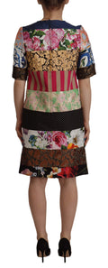 Mehrfarbiges Patchwork-Blumen-Scheiden-Jacquard-Minikleid