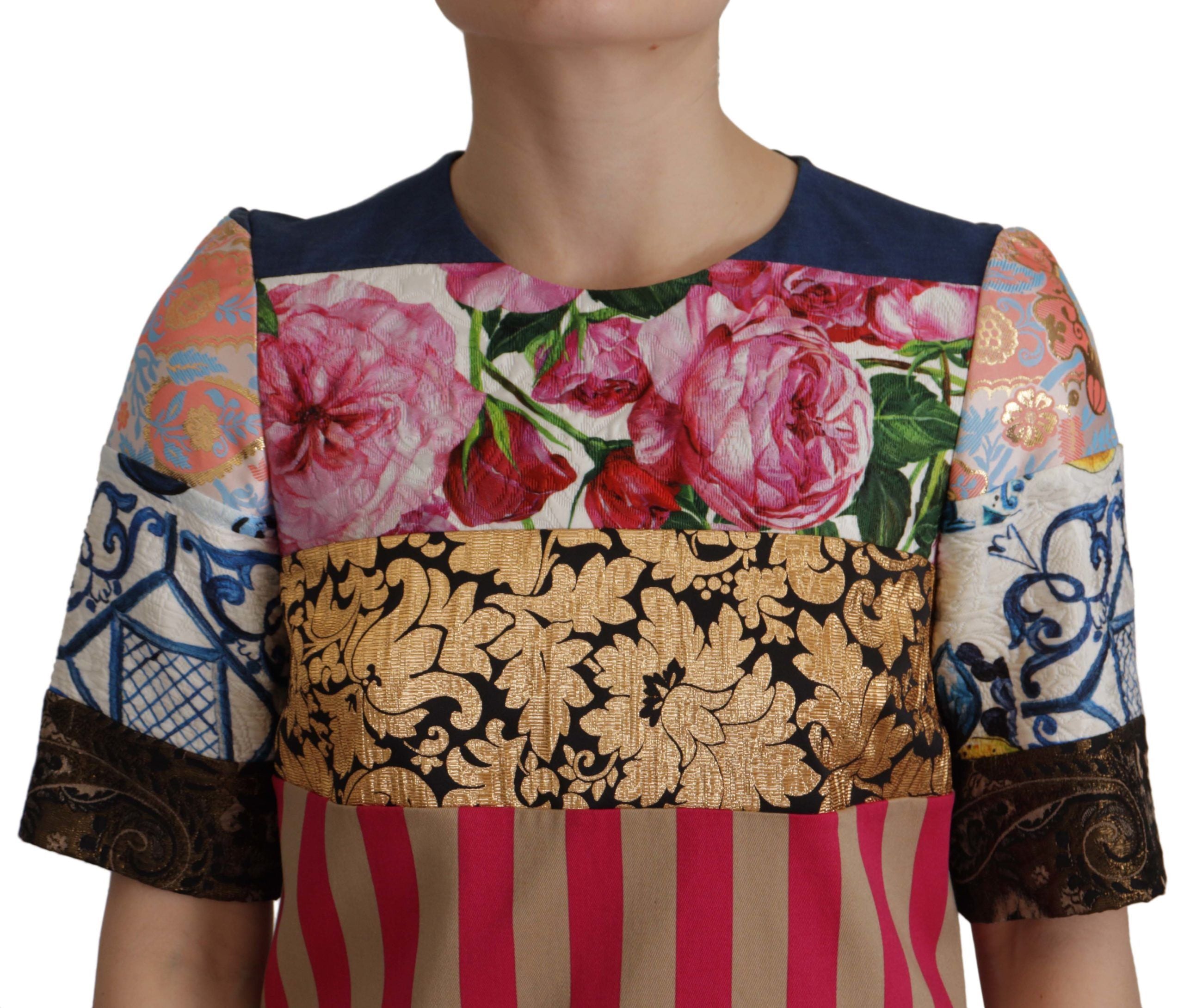 Mehrfarbiges Patchwork-Blumen-Scheiden-Jacquard-Minikleid
